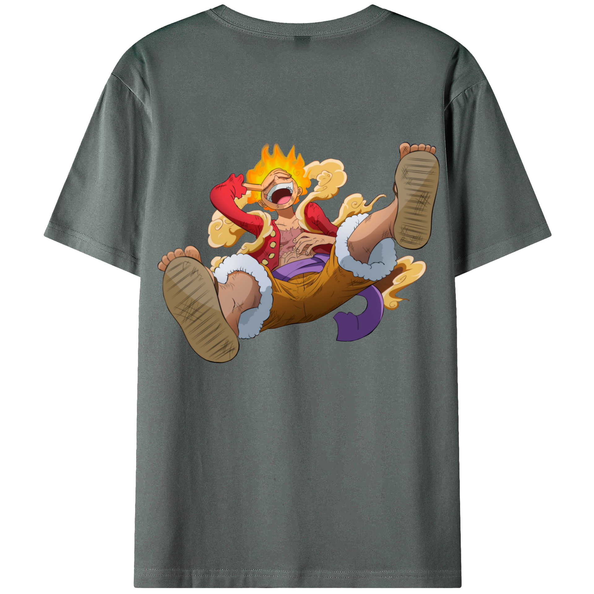 ワンピース モンキー・D・ルフィ ONE PIECE Monkey D. Luffy 綿100％ メンズ半袖Tシャツ（バックプリント） 通気性